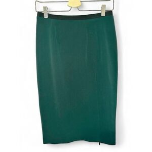 Zara Womens size S Zipper Skit Pencil Skirt Green Wool Blend Office Professional